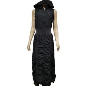 Mexx Gothic Black Bubble Hem Size 6 Women's Hooded Dress Front Zipper #C